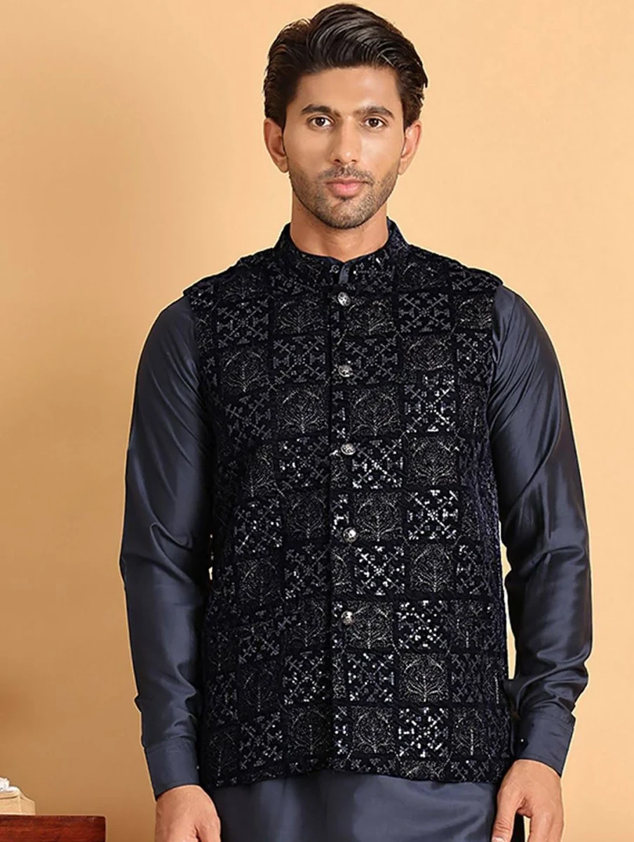 Navy Blue Nehru Jacket