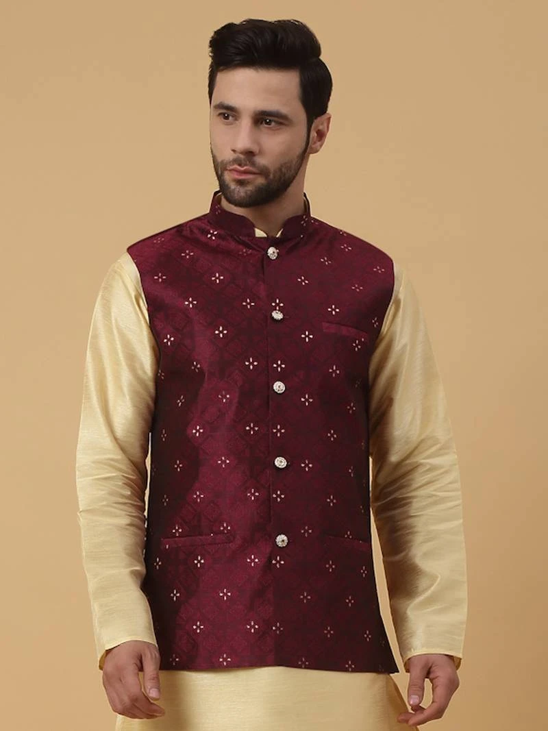Embroidered Silk Nehru Jacket