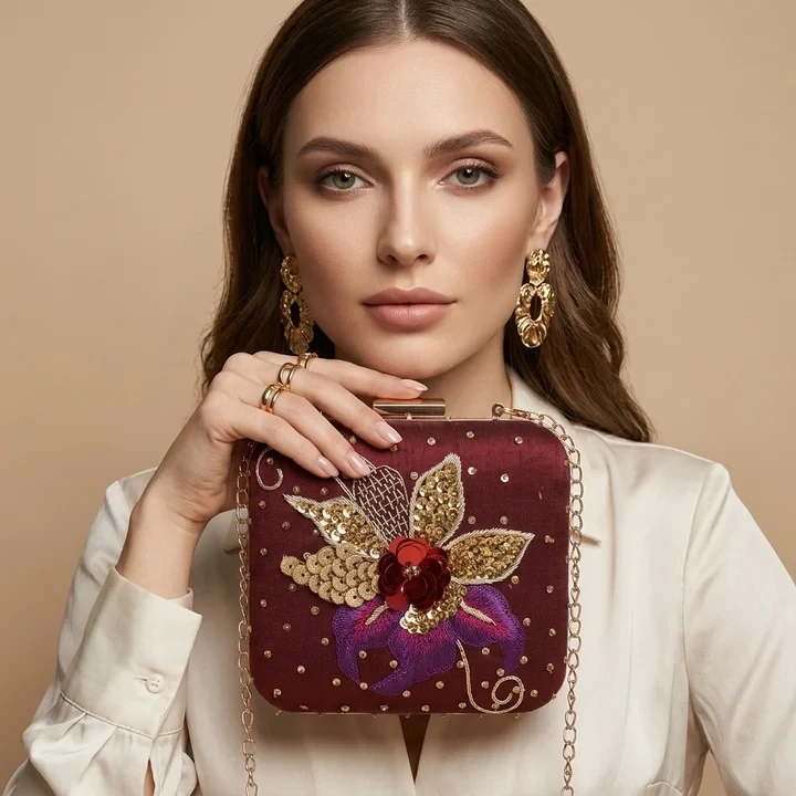 Embroidered Silk Clutch