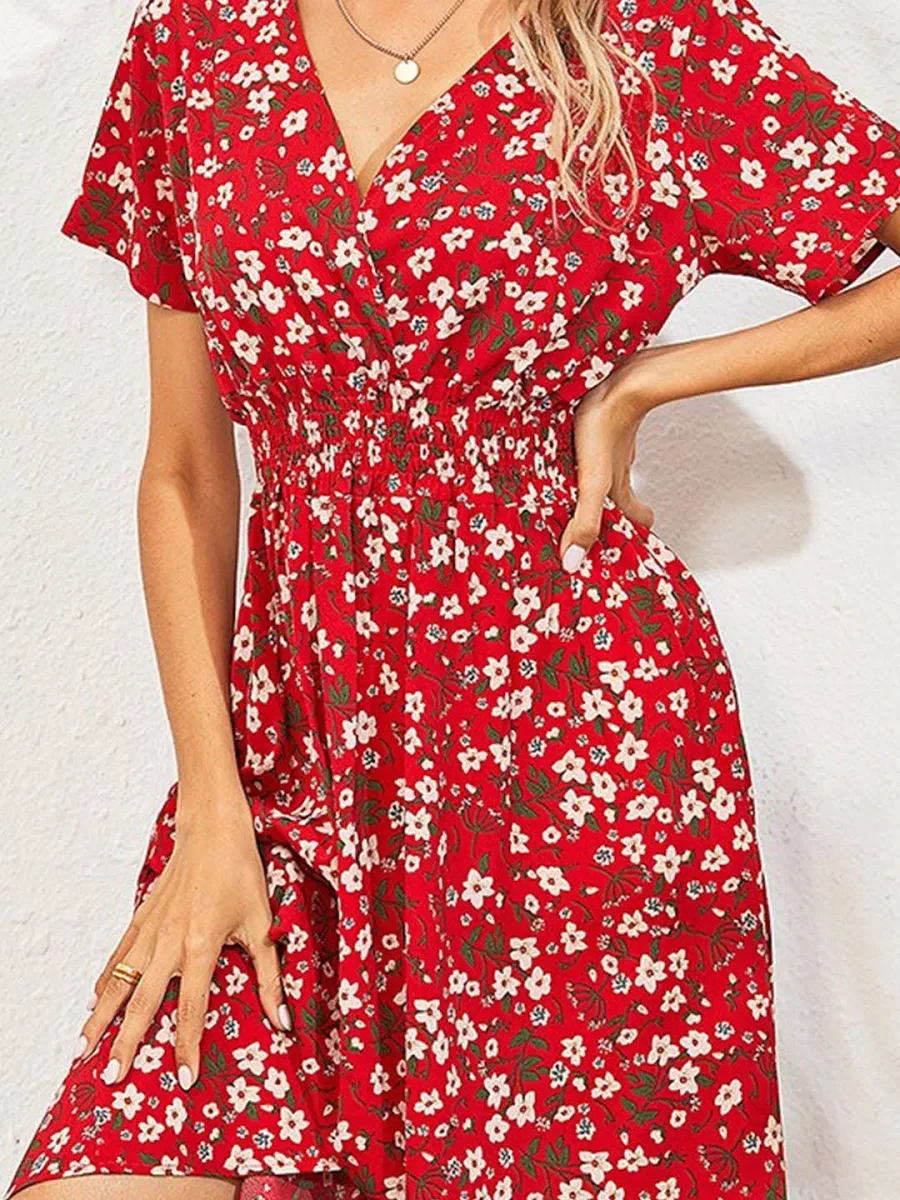 Floral Midi Wrap Dress