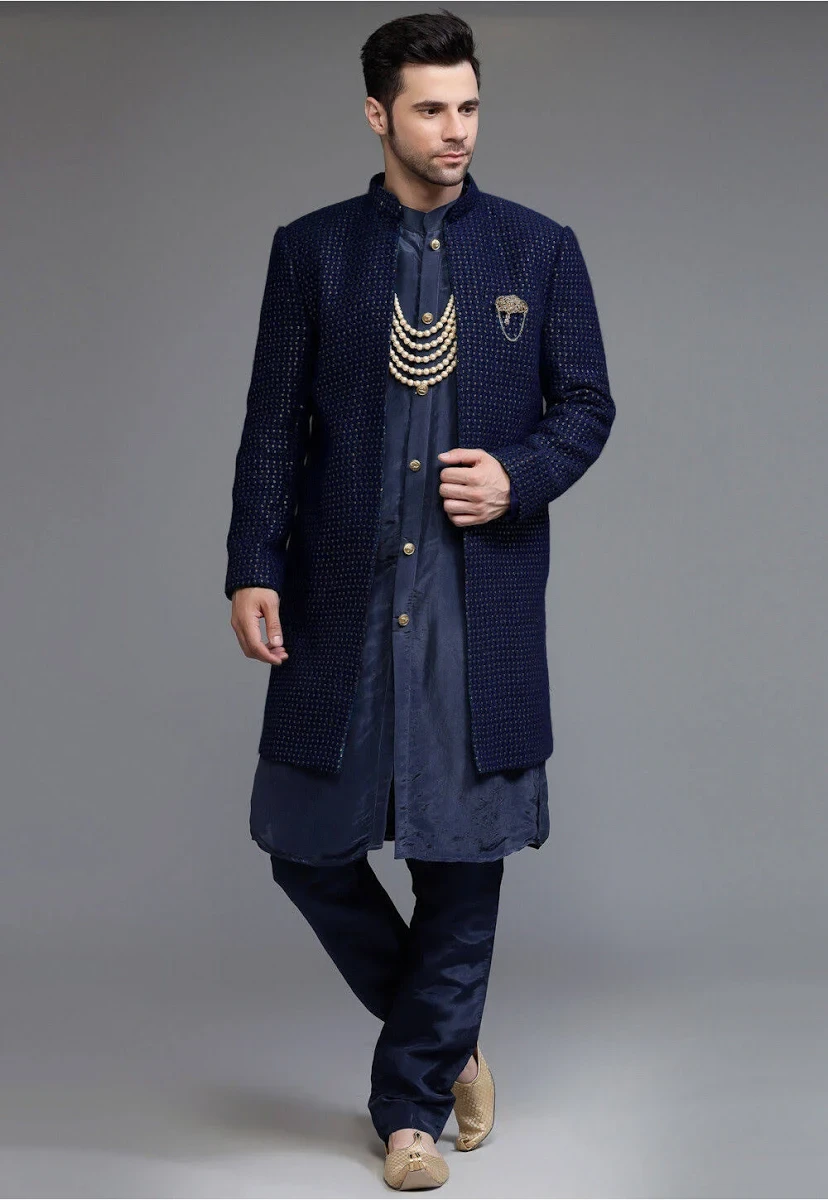 Navy Blue Sherwani
