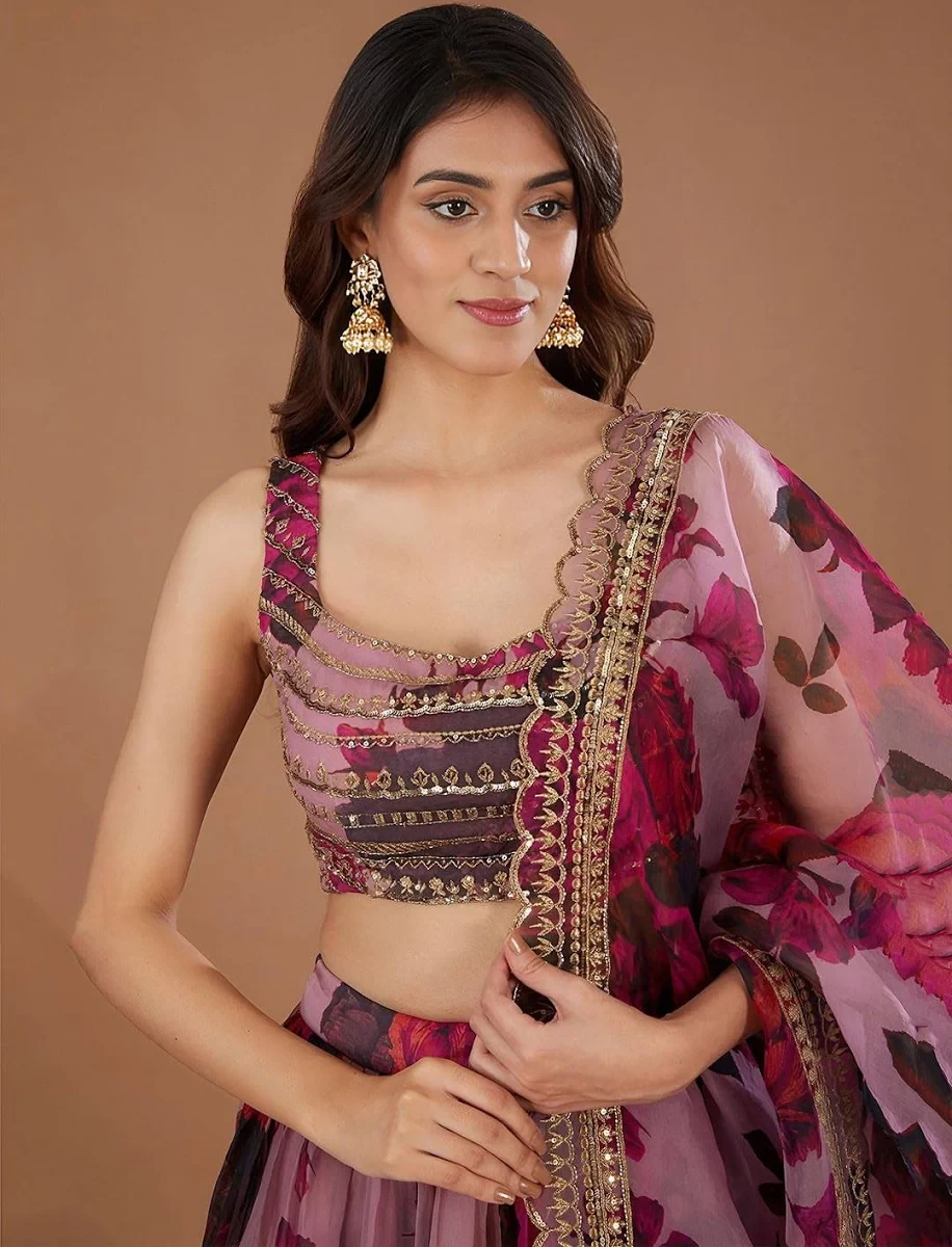 Pink Floral Lehenga
